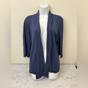 Elementz Women Sweater Cardigan Open Front Petite PXL Blue Knit Long Sleeve